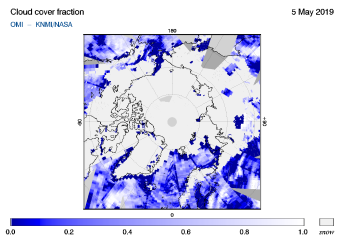 OMI - Cloud cover fraction of 05 May 2019
