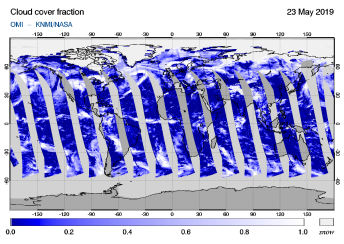 OMI - Cloud cover fraction of 23 May 2019