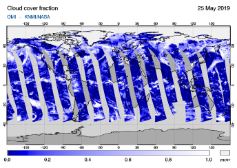 OMI - Cloud cover fraction of 25 May 2019