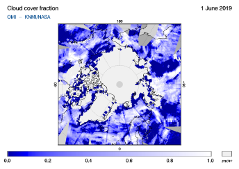 OMI - Cloud cover fraction of 01 June 2019