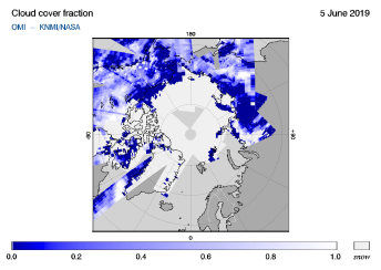 OMI - Cloud cover fraction of 05 June 2019