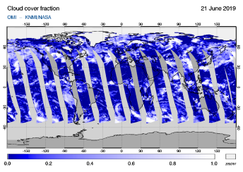OMI - Cloud cover fraction of 21 June 2019