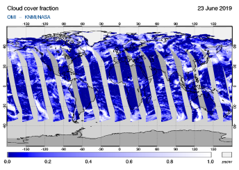 OMI - Cloud cover fraction of 23 June 2019