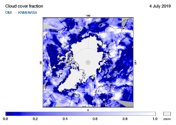 OMI - Cloud cover fraction of 04 July 2019