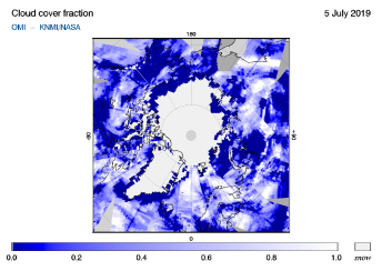 OMI - Cloud cover fraction of 05 July 2019
