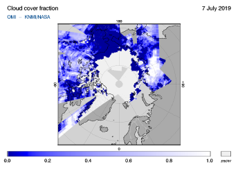 OMI - Cloud cover fraction of 07 July 2019