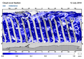OMI - Cloud cover fraction of 12 July 2019