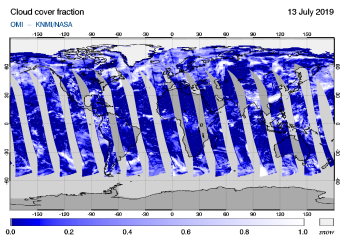 OMI - Cloud cover fraction of 13 July 2019
