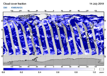 OMI - Cloud cover fraction of 14 July 2019