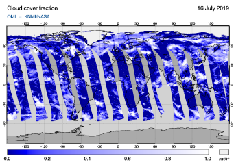 OMI - Cloud cover fraction of 16 July 2019