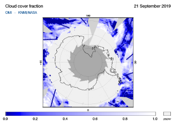 OMI - Cloud cover fraction of 21 September 2019