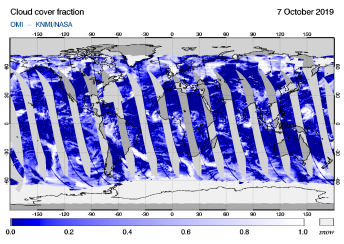 OMI - Cloud cover fraction of 07 October 2019