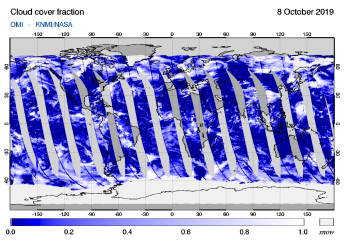 OMI - Cloud cover fraction of 08 October 2019