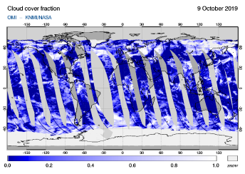 OMI - Cloud cover fraction of 09 October 2019