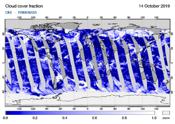 OMI - Cloud cover fraction of 14 October 2019