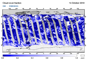 OMI - Cloud cover fraction of 15 October 2019