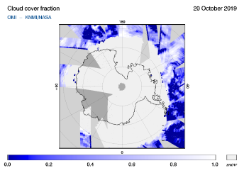 OMI - Cloud cover fraction of 20 October 2019