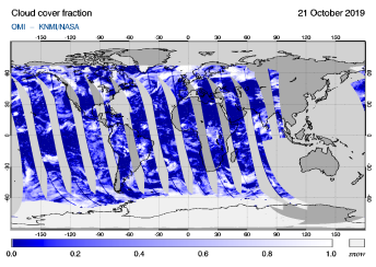 OMI - Cloud cover fraction of 21 October 2019
