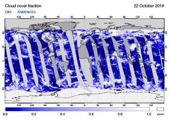 OMI - Cloud cover fraction of 22 October 2019