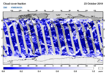 OMI - Cloud cover fraction of 23 October 2019