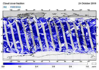 OMI - Cloud cover fraction of 24 October 2019