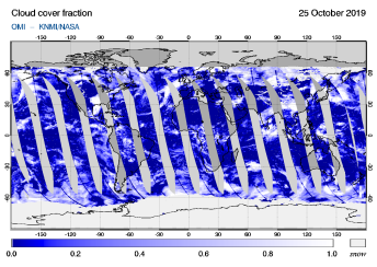 OMI - Cloud cover fraction of 25 October 2019