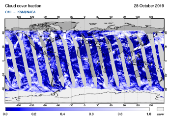 OMI - Cloud cover fraction of 28 October 2019