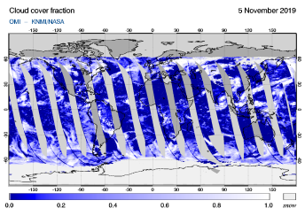 OMI - Cloud cover fraction of 05 November 2019