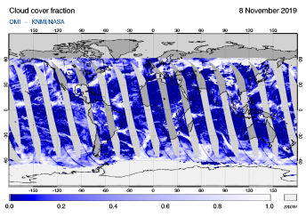 OMI - Cloud cover fraction of 08 November 2019