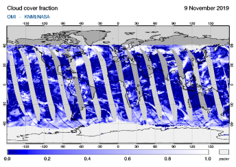 OMI - Cloud cover fraction of 09 November 2019