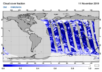 OMI - Cloud cover fraction of 11 November 2019