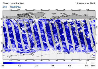 OMI - Cloud cover fraction of 13 November 2019