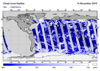 OMI - Cloud cover fraction of 14 November 2019