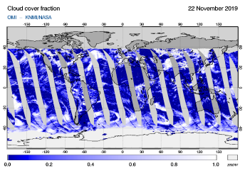 OMI - Cloud cover fraction of 22 November 2019