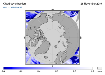 OMI - Cloud cover fraction of 26 November 2019