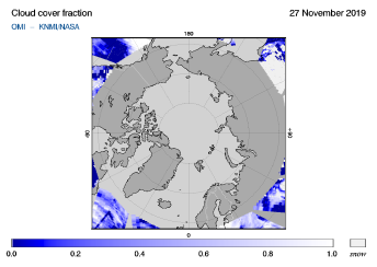 OMI - Cloud cover fraction of 27 November 2019