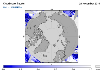 OMI - Cloud cover fraction of 28 November 2019