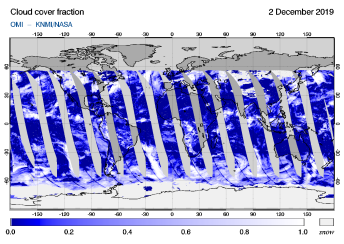 OMI - Cloud cover fraction of 02 December 2019