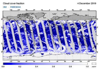 OMI - Cloud cover fraction of 04 December 2019