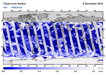 OMI - Cloud cover fraction of 08 December 2019