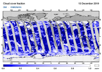 OMI - Cloud cover fraction of 13 December 2019