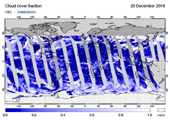 OMI - Cloud cover fraction of 20 December 2019