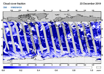 OMI - Cloud cover fraction of 23 December 2019