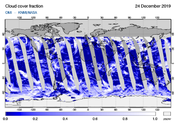 OMI - Cloud cover fraction of 24 December 2019