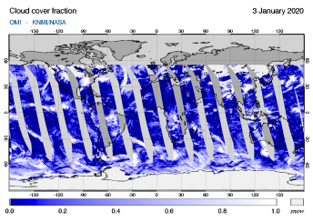 OMI - Cloud cover fraction of 03 January 2020