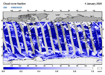 OMI - Cloud cover fraction of 04 January 2020