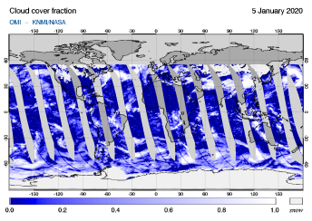 OMI - Cloud cover fraction of 05 January 2020