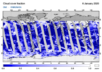 OMI - Cloud cover fraction of 06 January 2020