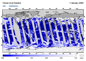 OMI - Cloud cover fraction of 07 January 2020