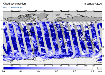 OMI - Cloud cover fraction of 11 January 2020